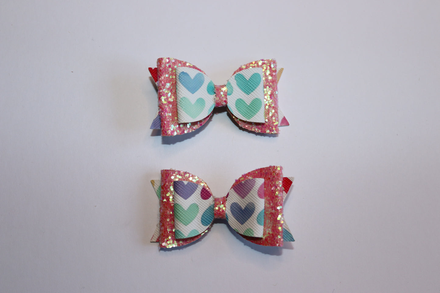 Multi Coloured Heart Valentines Hair Bow