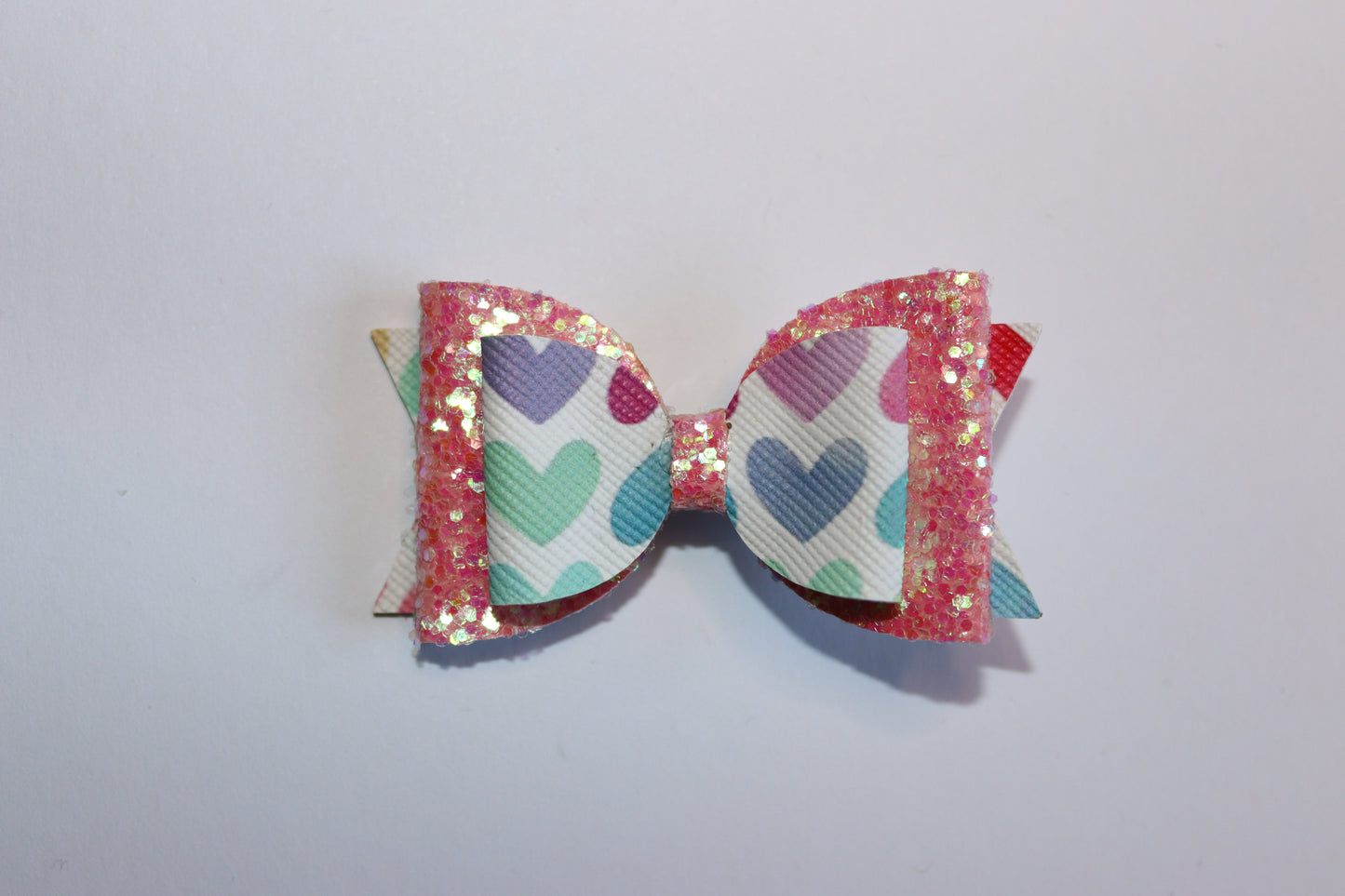 Multi Coloured Heart Valentines Hair Bow