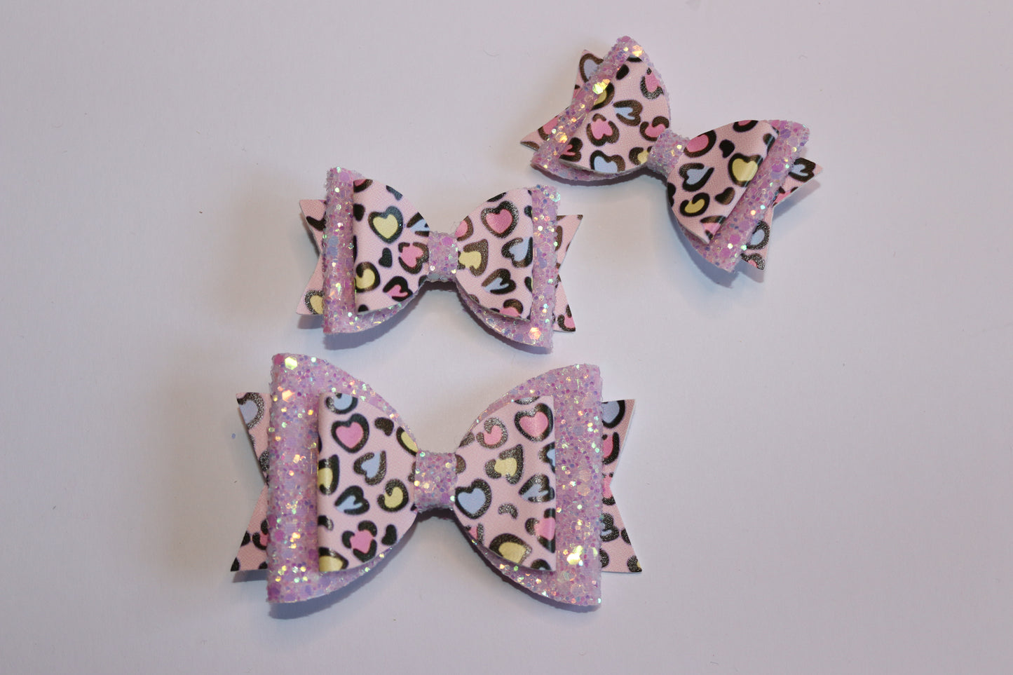 Leopard Print Heart Valentines Hair Bow