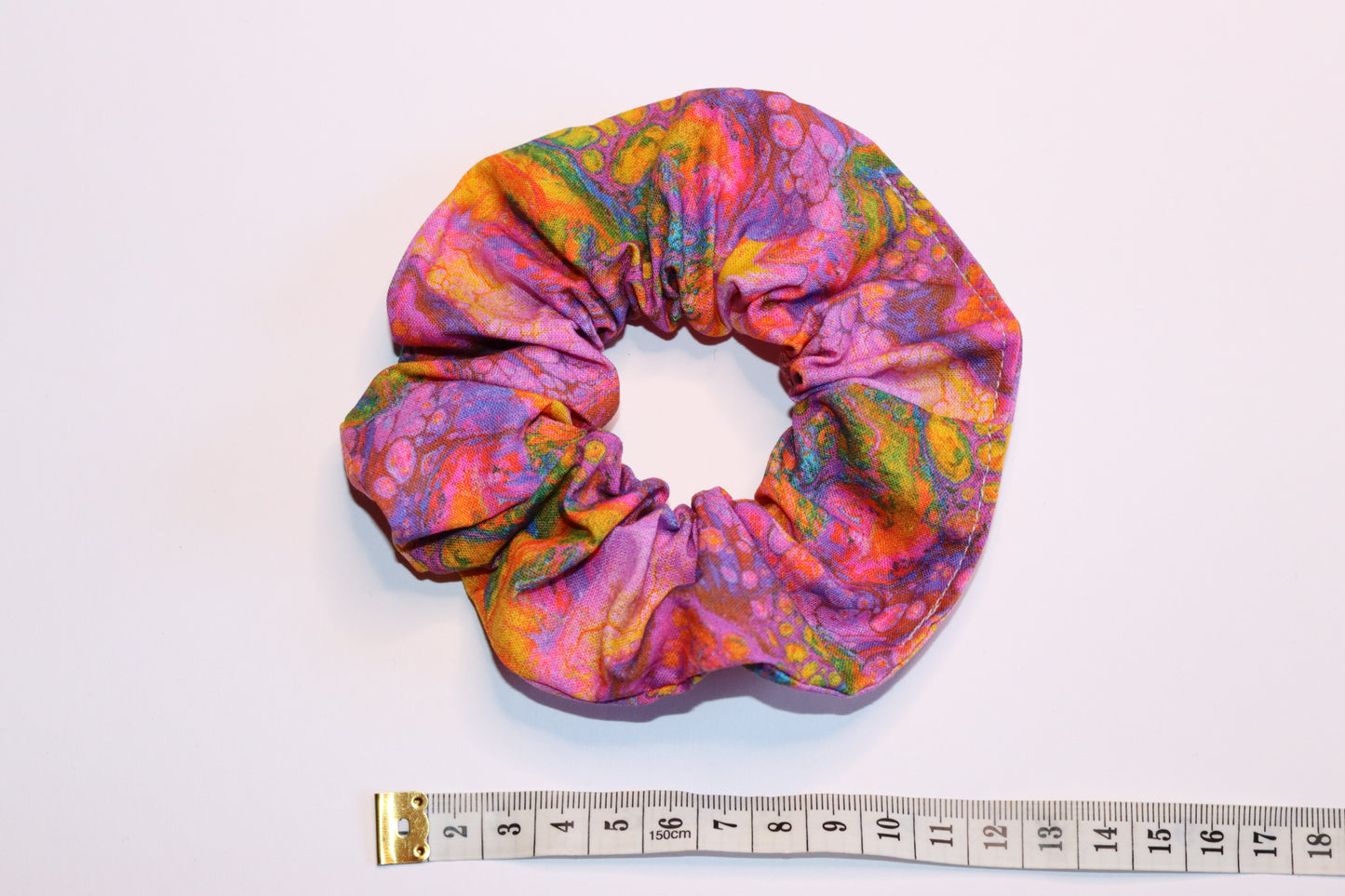 Pink And Yellow Marble Print Hair Scrunchie