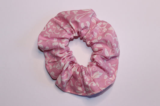 Pink Leaves Hair Scrunchie