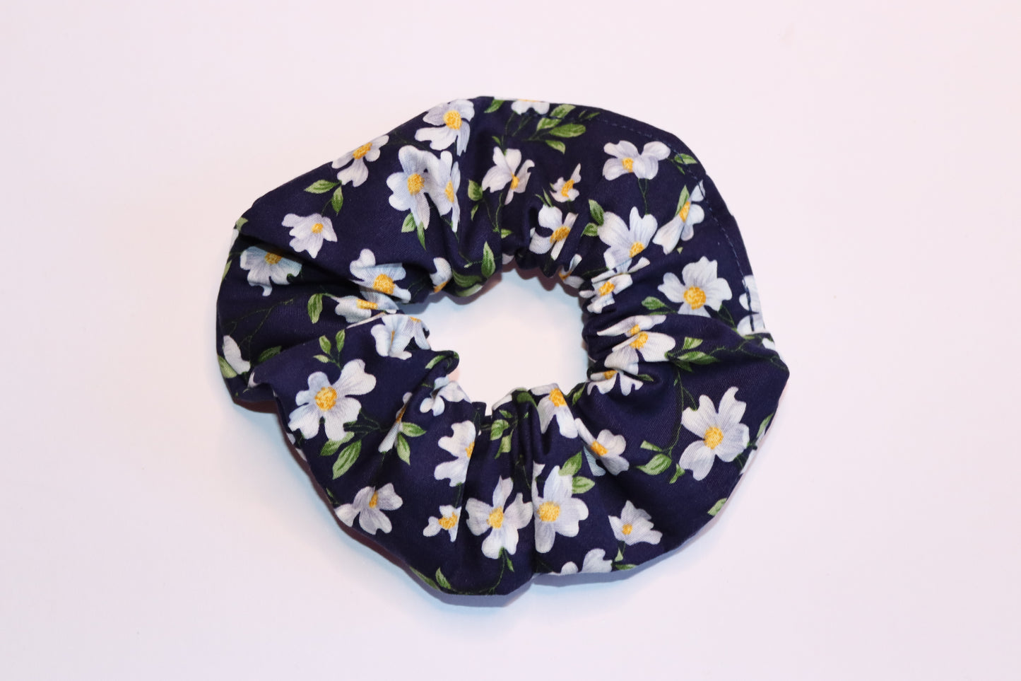 Navy Daisy Hair Scrunchie