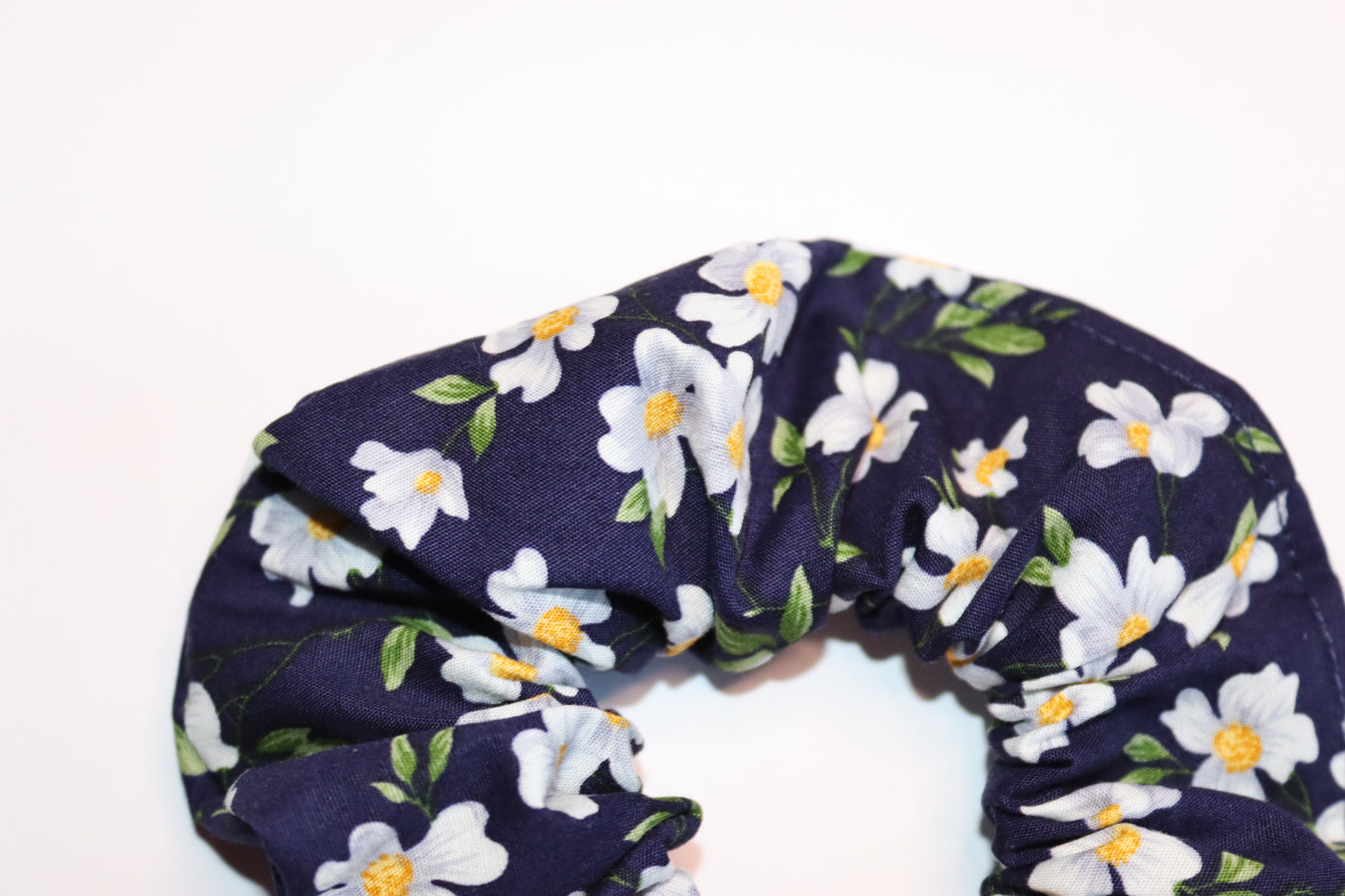 Navy Daisy Hair Scrunchie