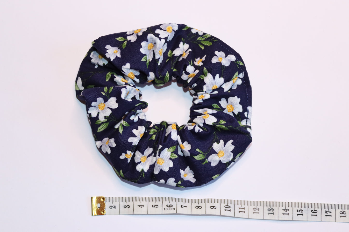 Navy Daisy Hair Scrunchie