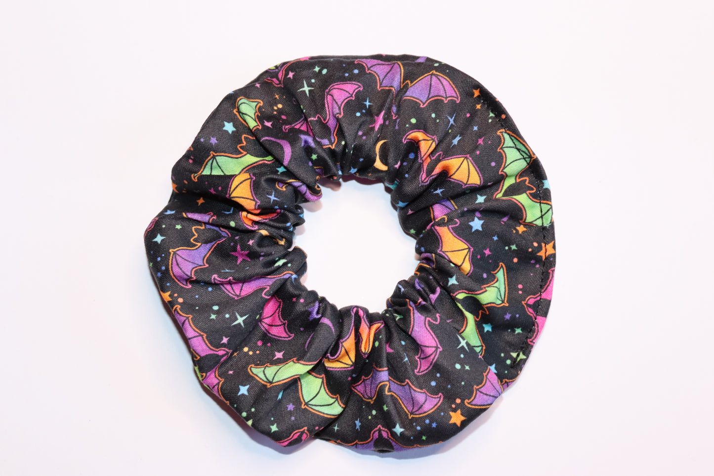 Neon Bat And Stars Hair Scrunchie