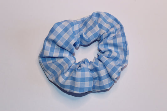 Large Blue Gingham Hair Scrunchie