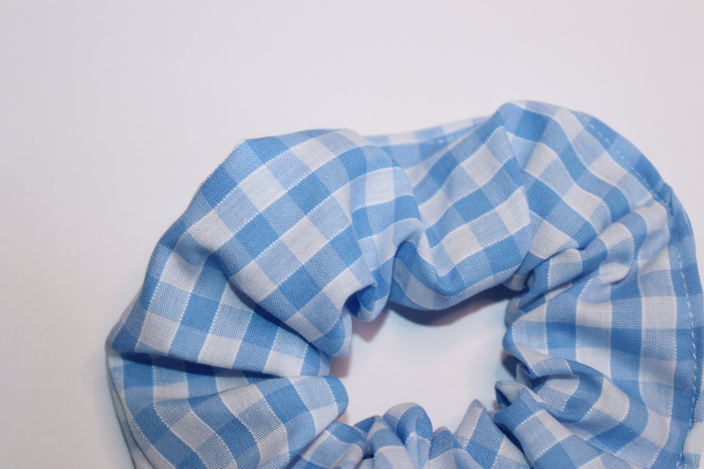 Large Blue Gingham Hair Scrunchie