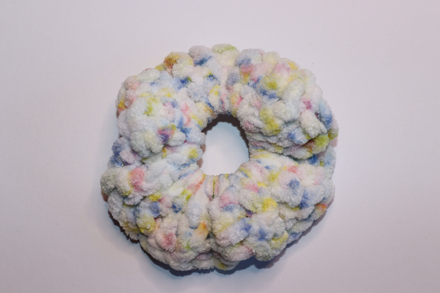 Speckled Crochet Hair Scrunchie - Popcorn, Raspberry Jam, Blue Sea