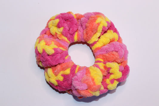 Fruit Salad Coloured Crochet Hair Scrunchie