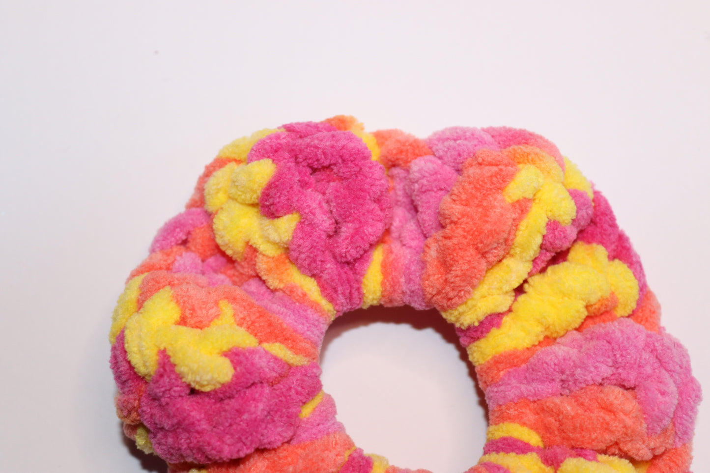 Fruit Salad Coloured Crochet Hair Scrunchie