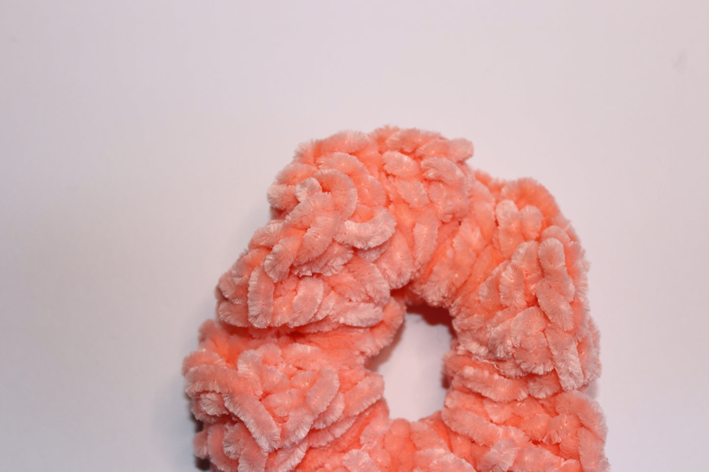 Peach Crochet Hair Scrunchie