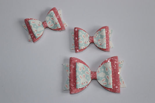 Pink And Blue Bunny Easter Hair Bow