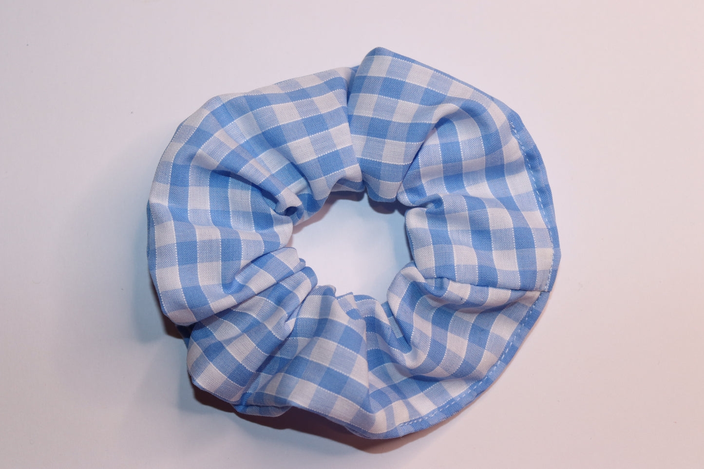 Blue Gingham Hair Scrunchie