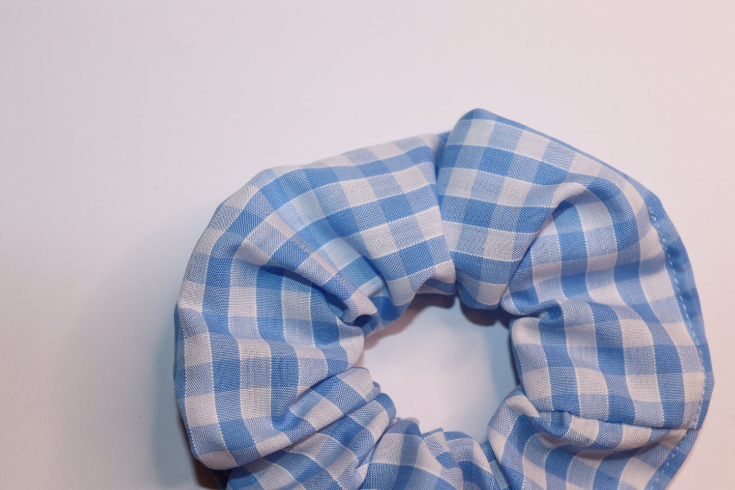 Blue Gingham Hair Scrunchie