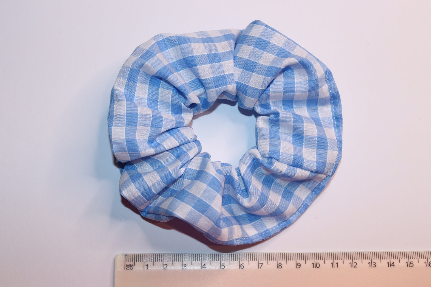 Blue Gingham Hair Scrunchie