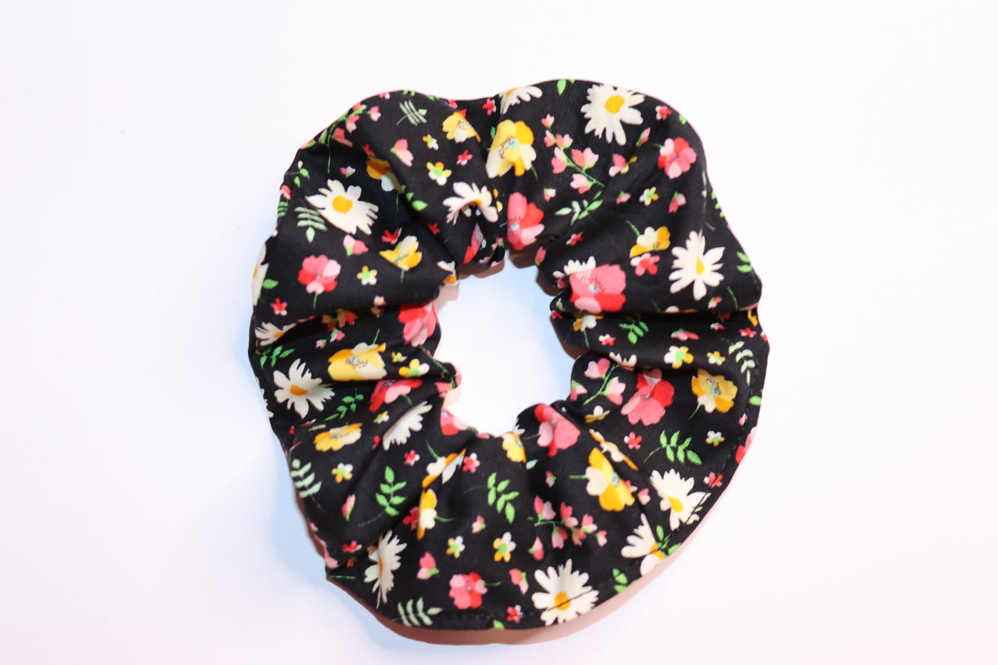 Black Floral Hair Scrunchie