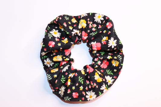 Black Floral Hair Scrunchie