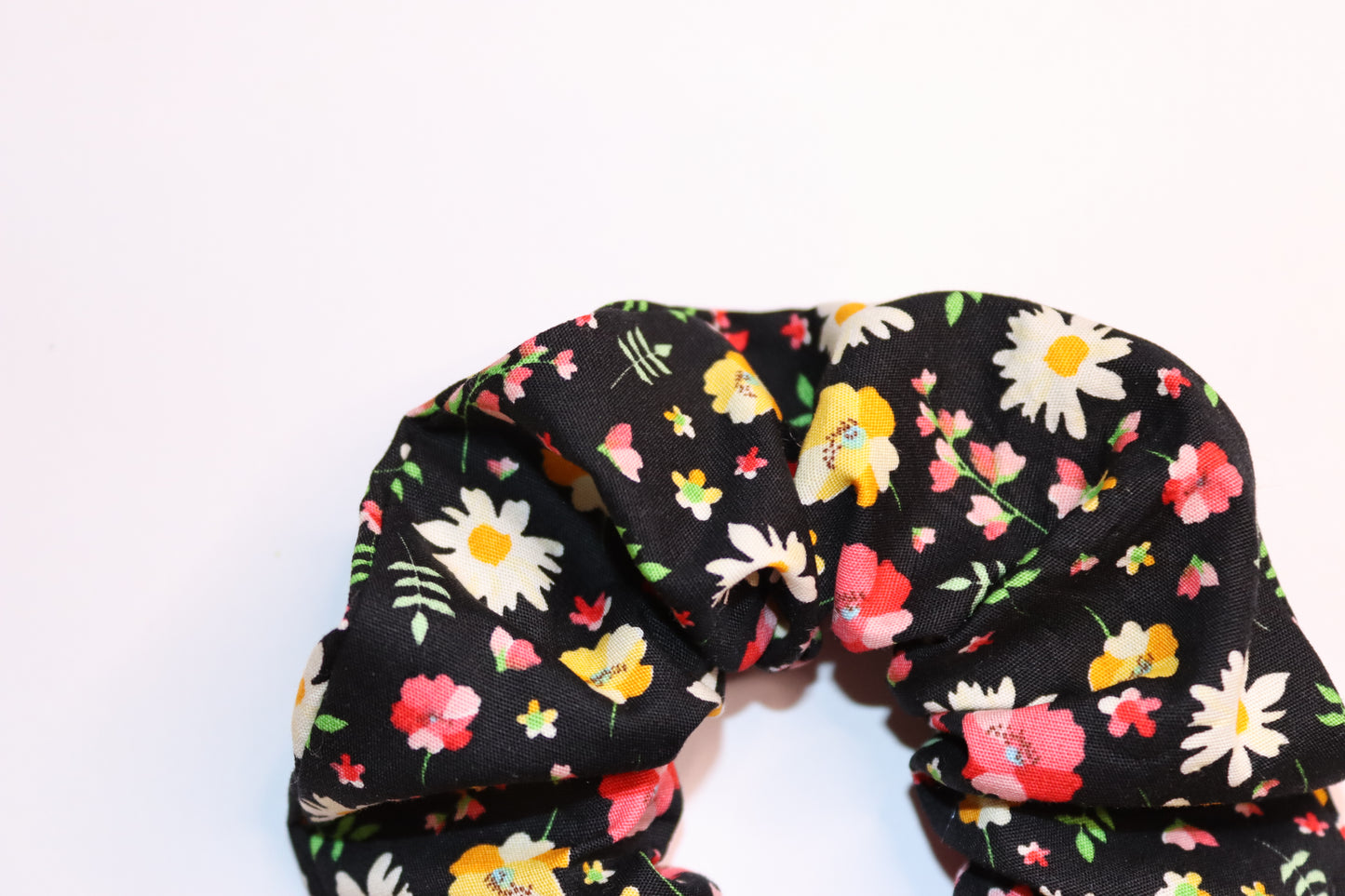 Black Floral Hair Scrunchie