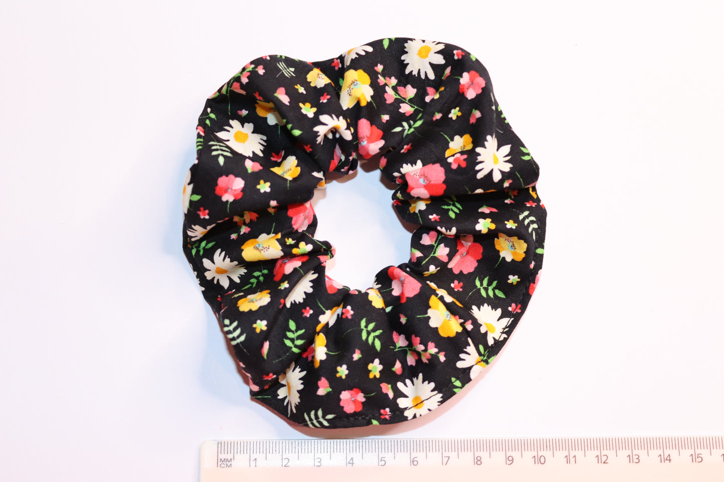 Black Floral Hair Scrunchie