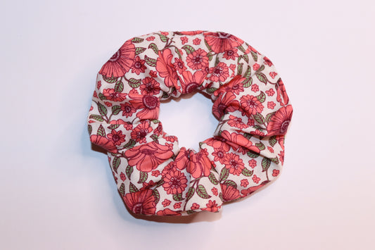 Large Pink Flowers Hair Scrunchie