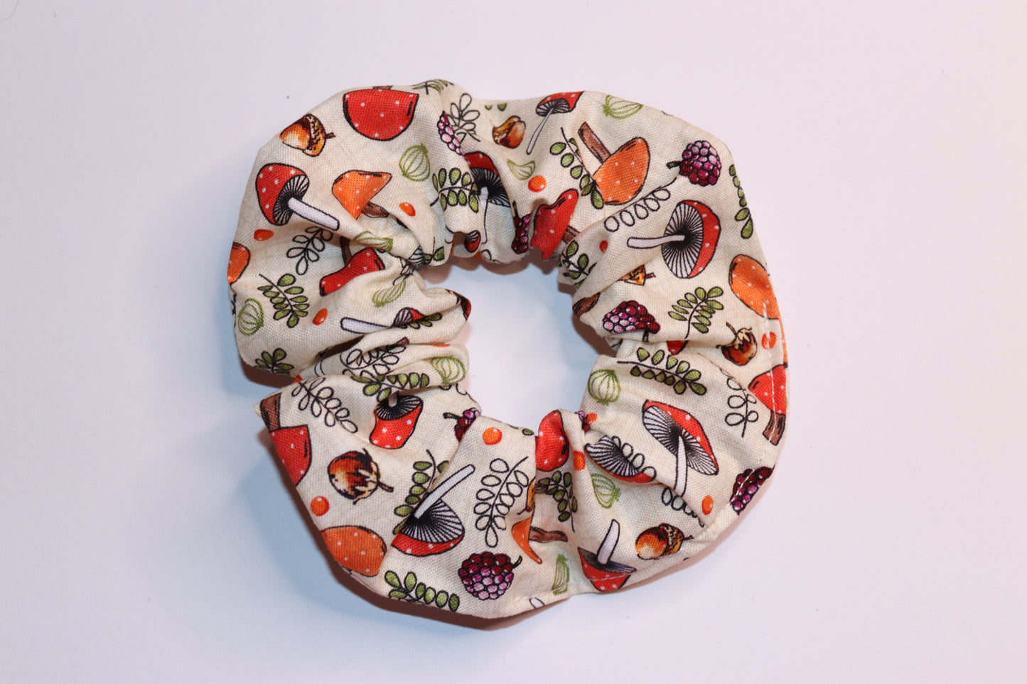 Autumnal Mushroom Hair Scrunchie