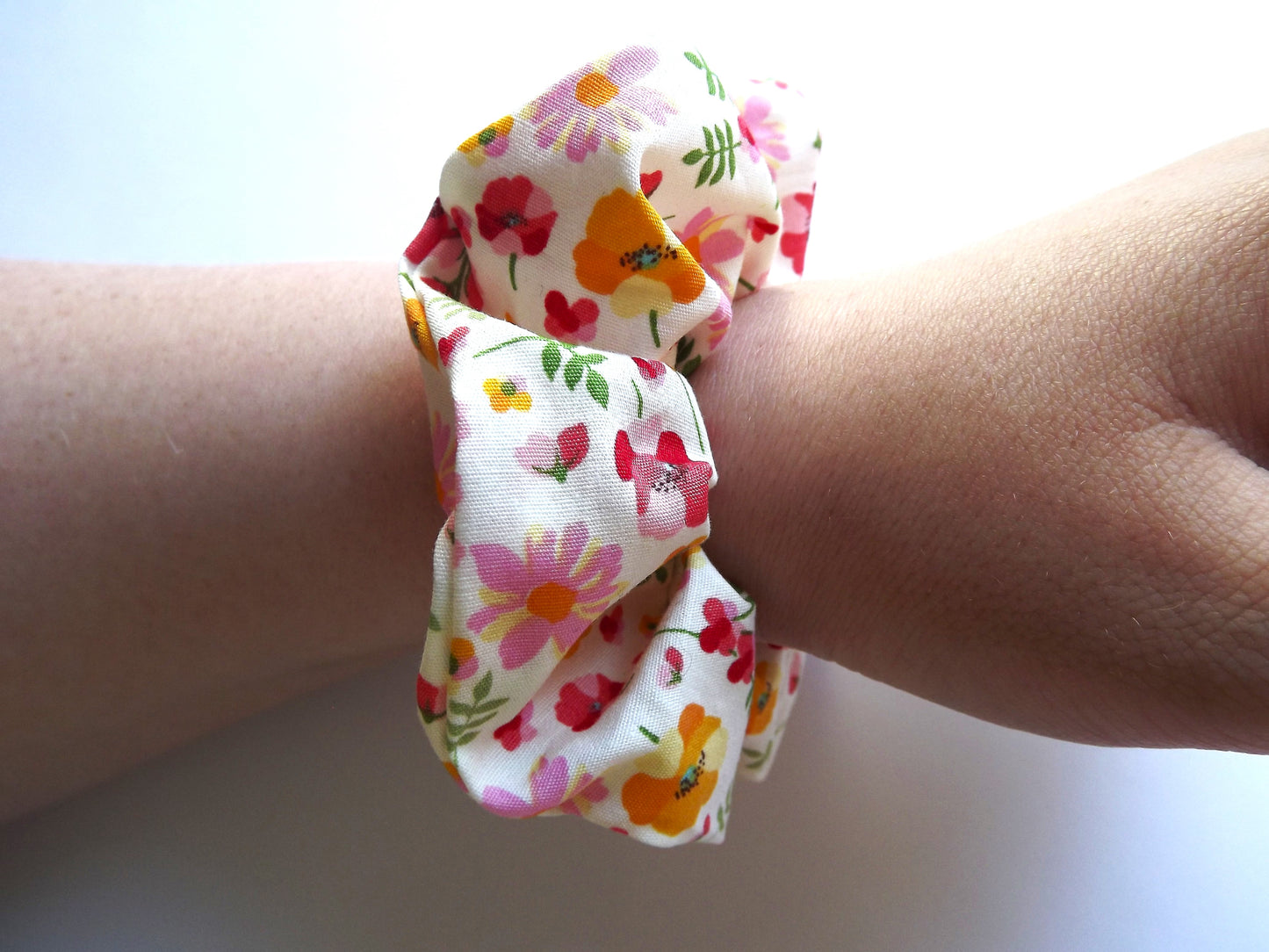 Ivory Floral Hair Scrunchie