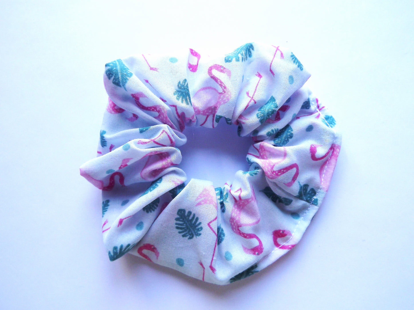 Flamingo With Leaves Hair Scrunchie