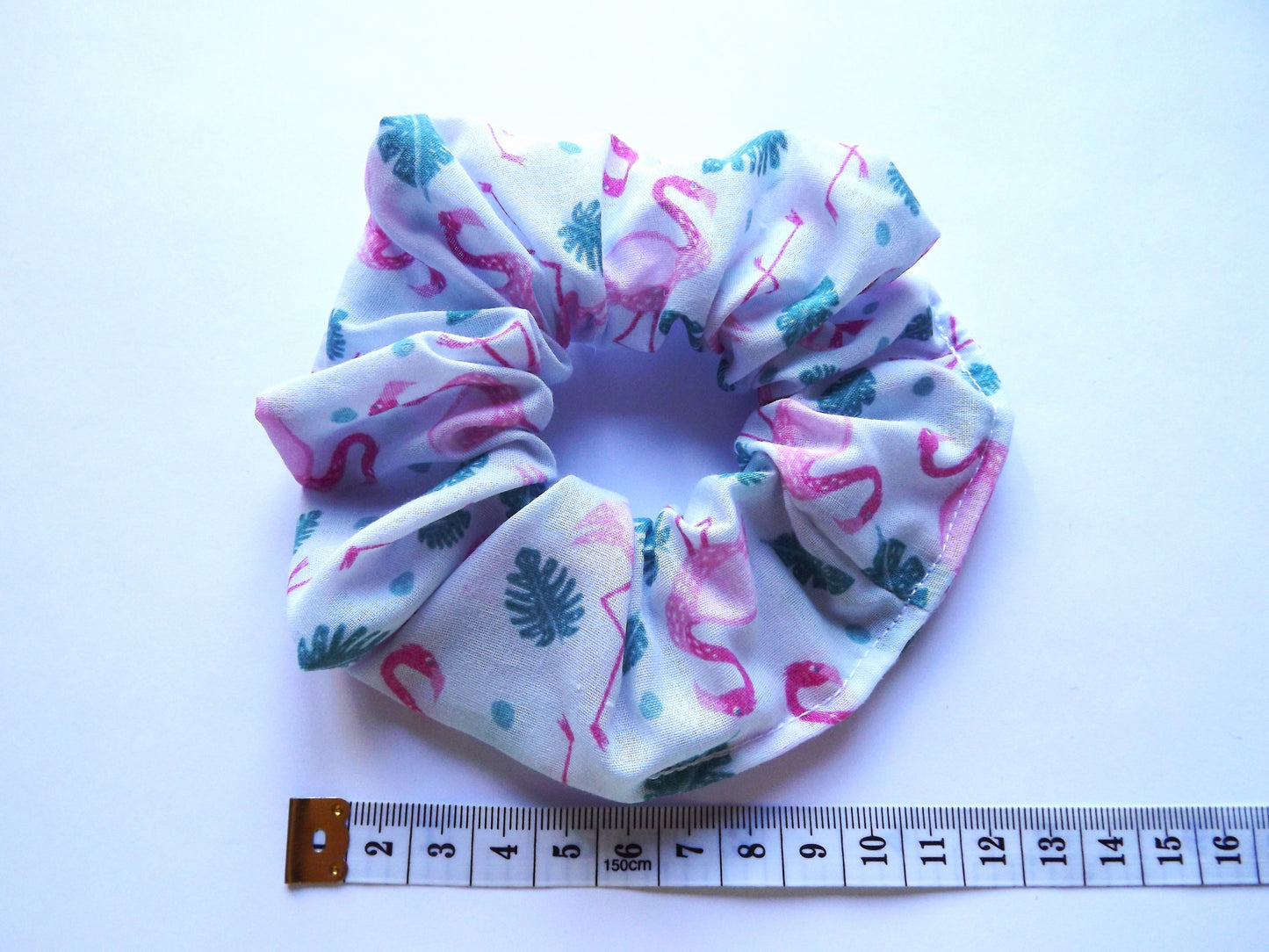 Flamingo With Leaves Hair Scrunchie