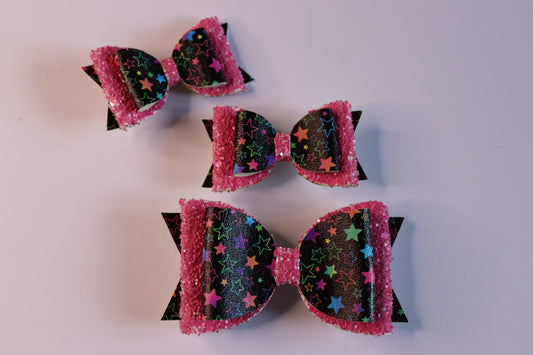 Ombre Stars Faux Leather Hair Bow