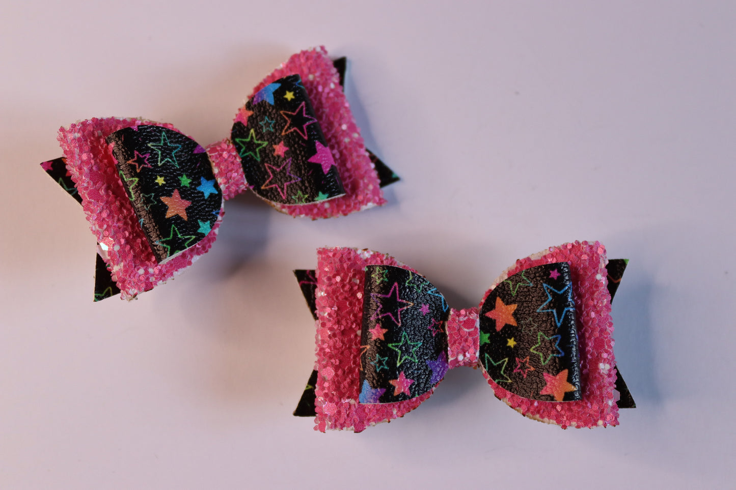 Ombre Stars Faux Leather Hair Bow