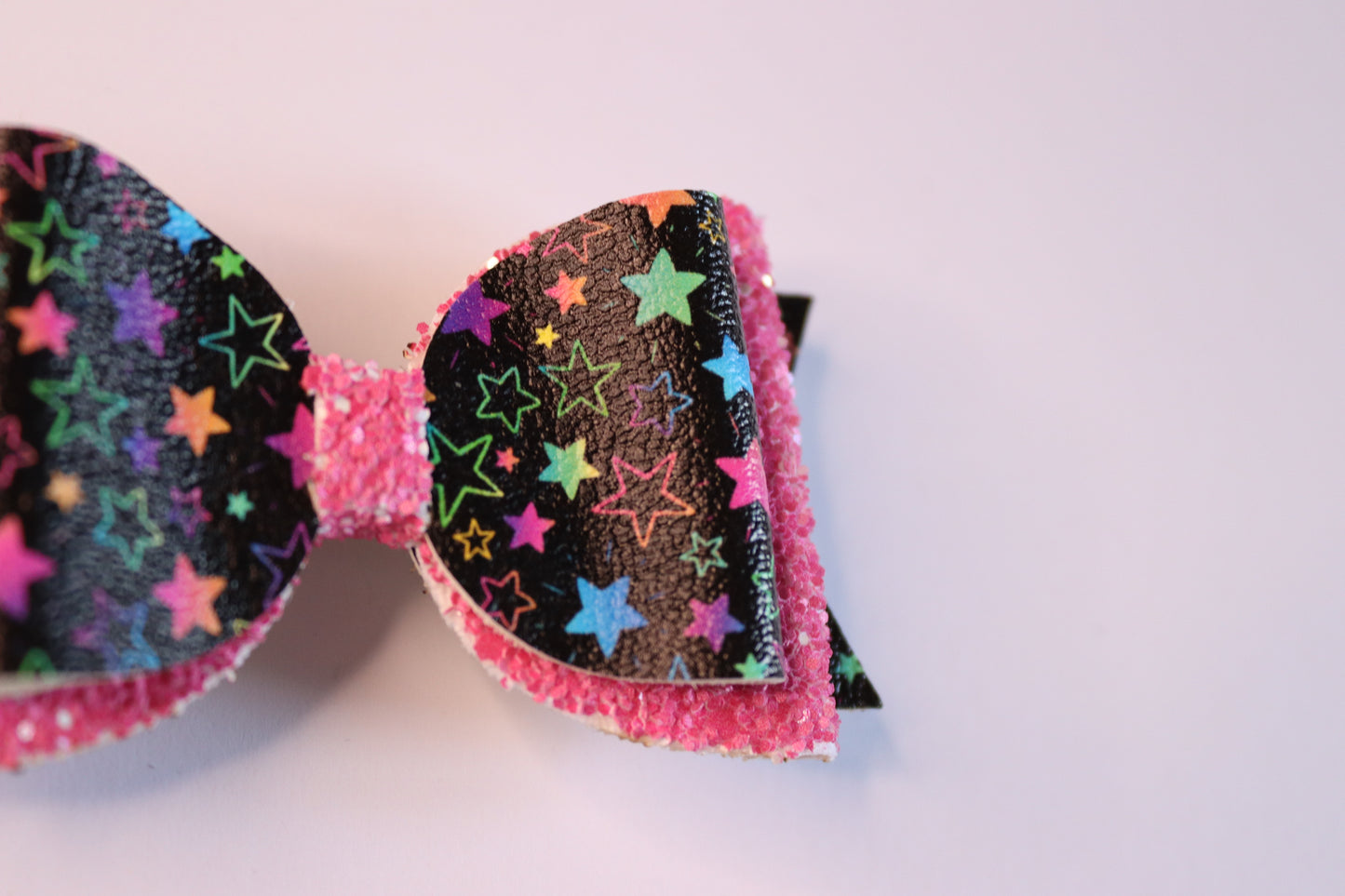 Ombre Stars Faux Leather Hair Bow