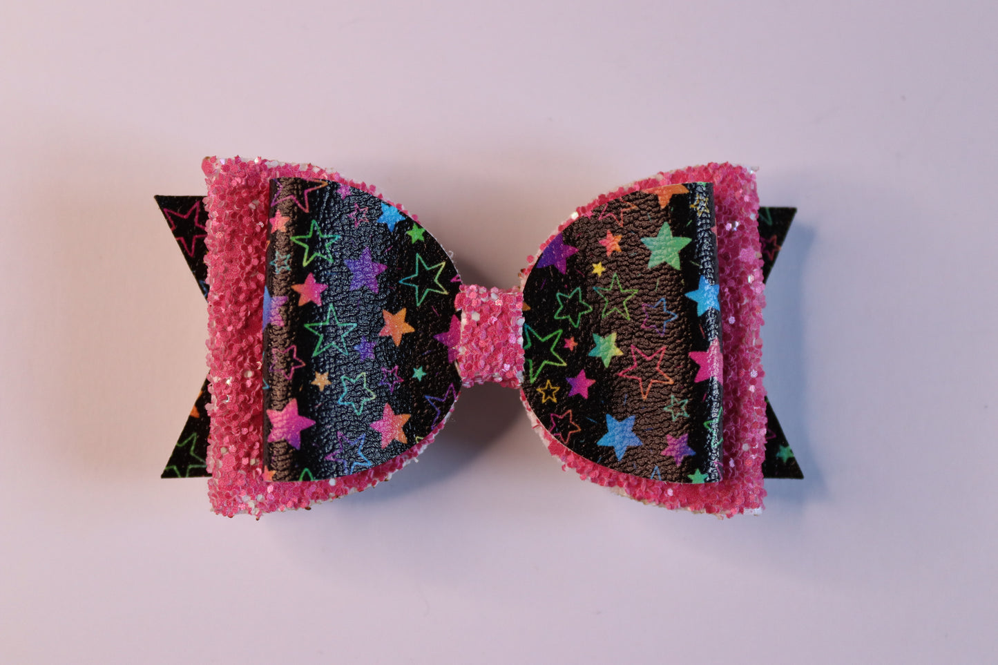 Ombre Stars Faux Leather Hair Bow