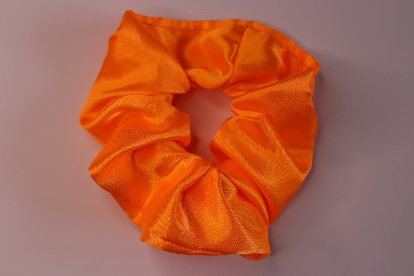 Neon Orange Silky Satin Hair Scrunchie