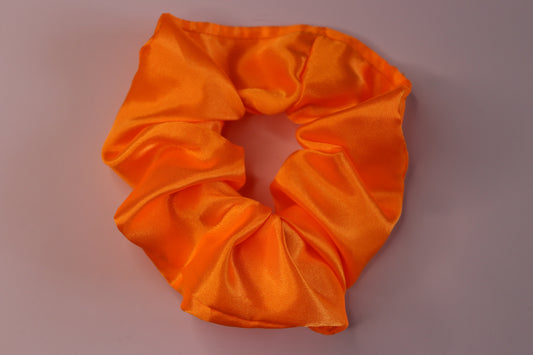 Neon Orange Silky Satin Hair Scrunchie