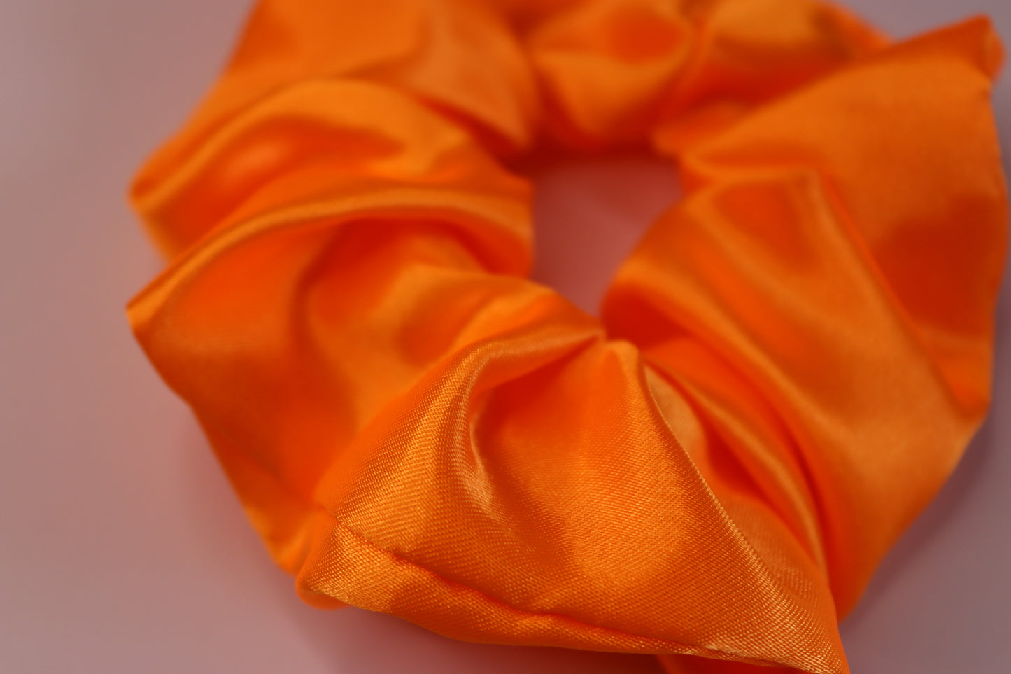 Neon Orange Silky Satin Hair Scrunchie