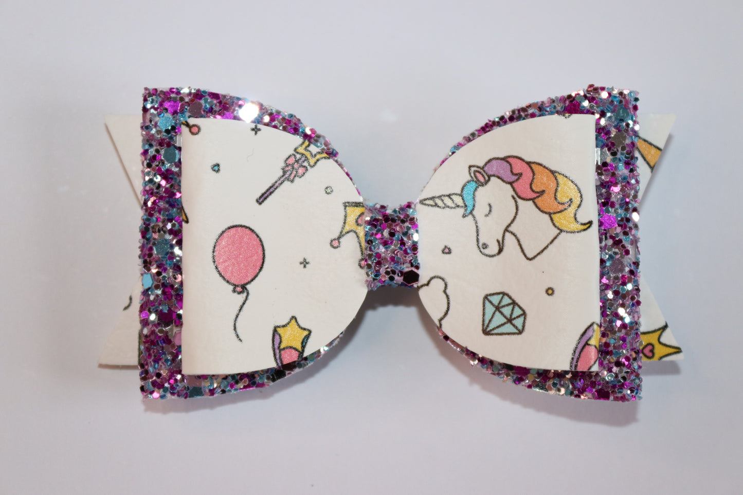 Party Unicorn Faux Leather Hair Bow