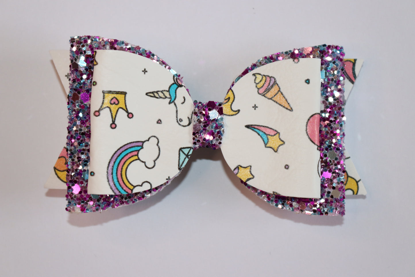 Party Unicorn Faux Leather Hair Bow