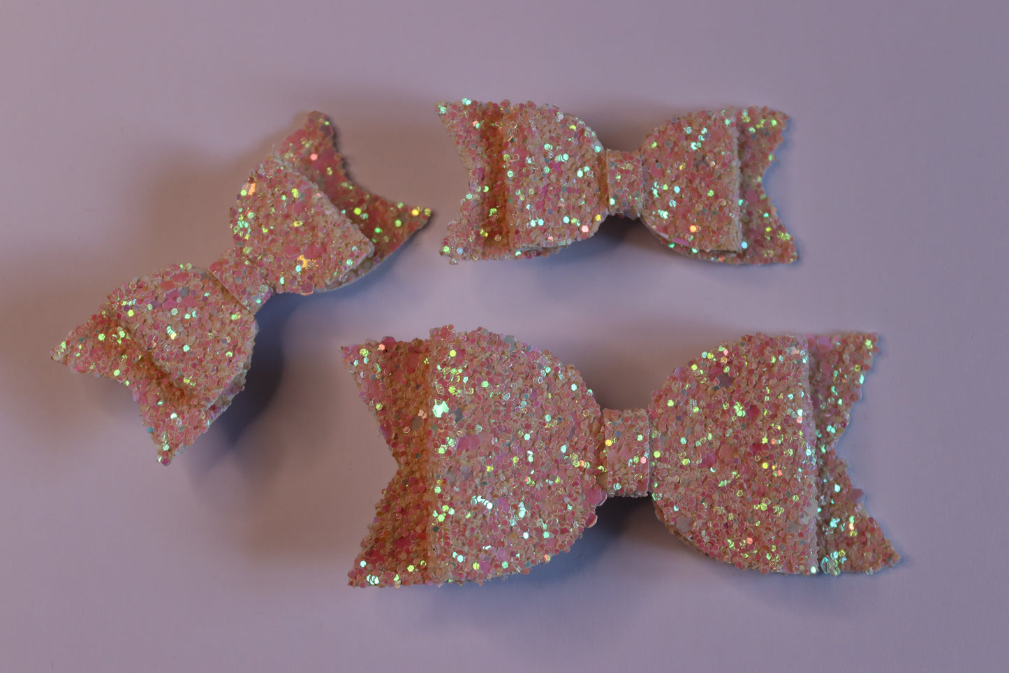 Peach Nude Glitter Hair Bow