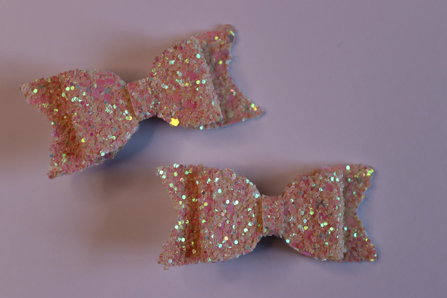 Peach Nude Glitter Hair Bow