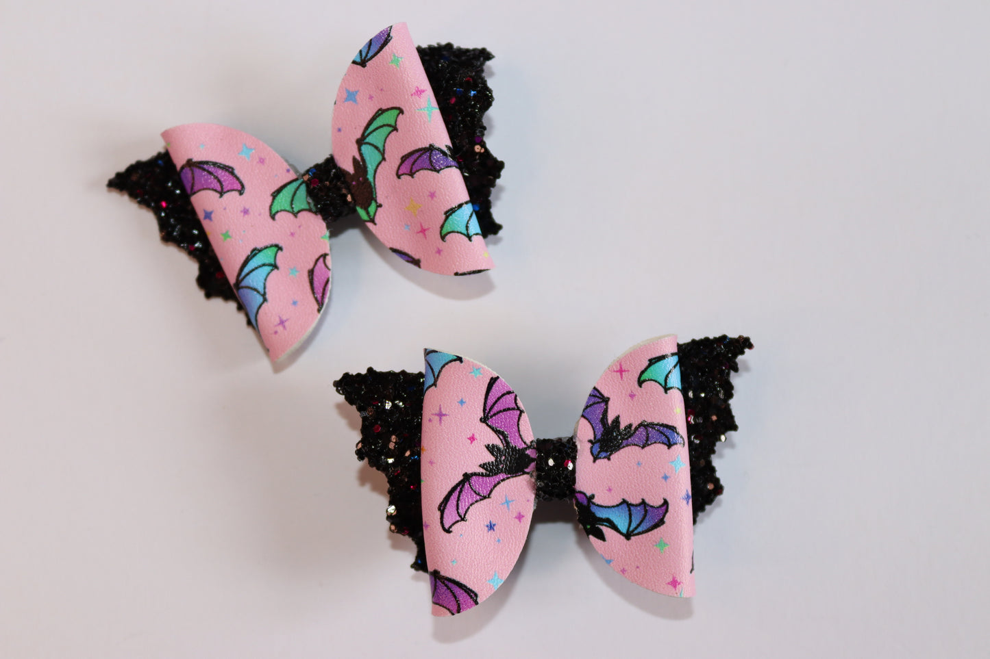 Pink Bat Faux Leather Hair Bow