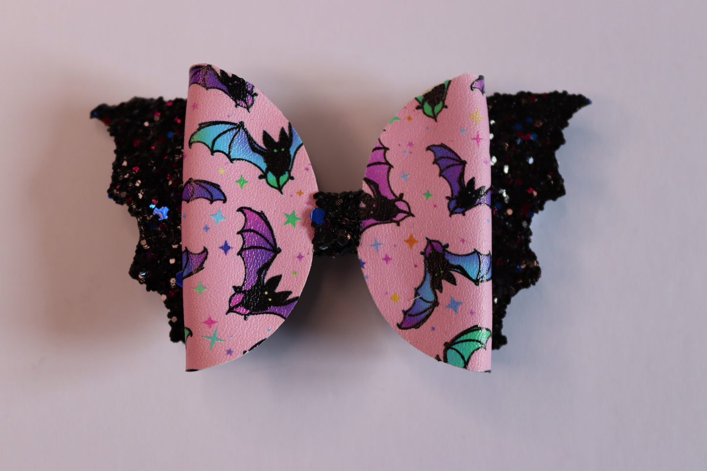 Pink Bat Faux Leather Hair Bow