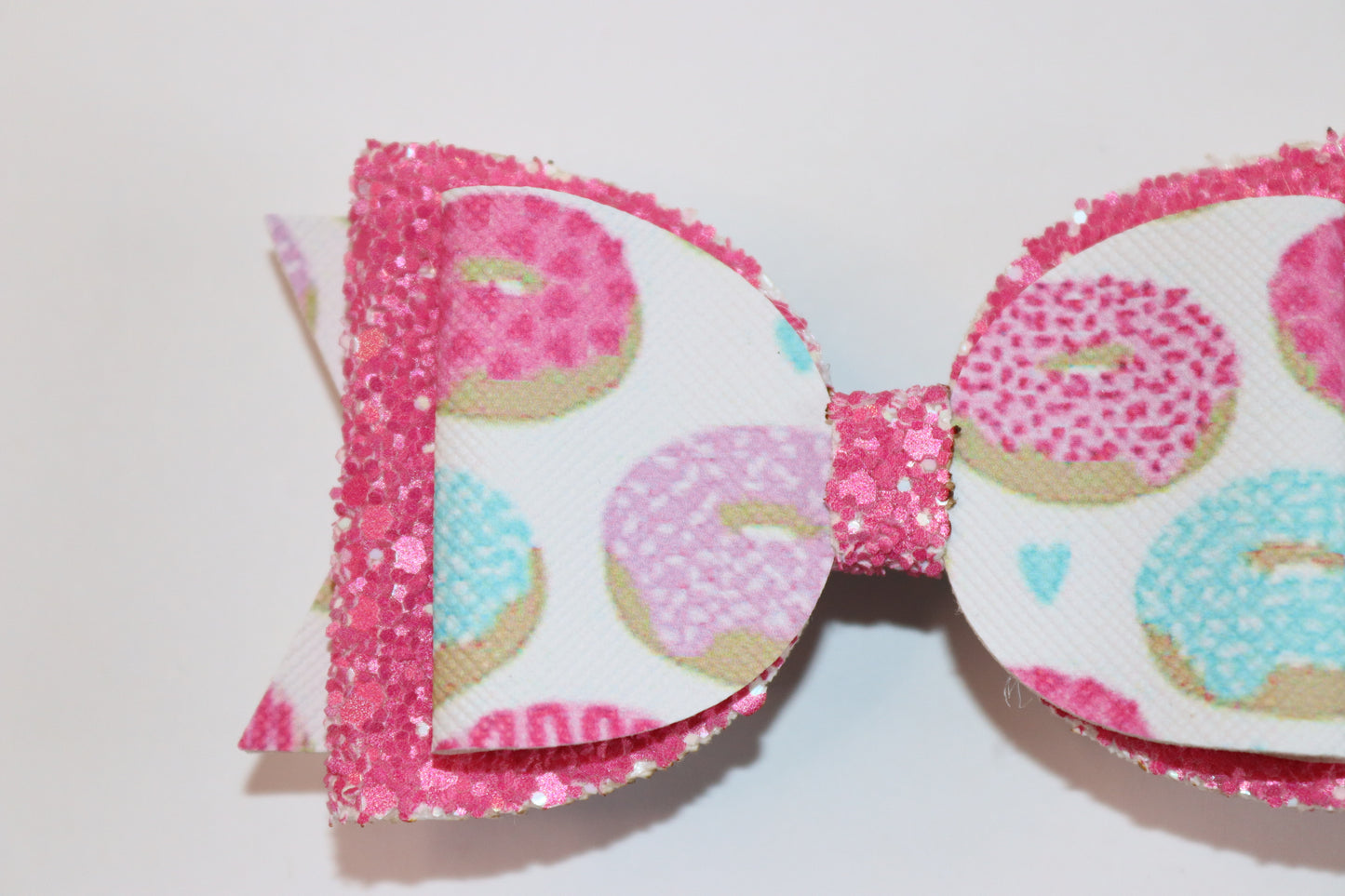 Pink Donut Faux Leather Hair Bow