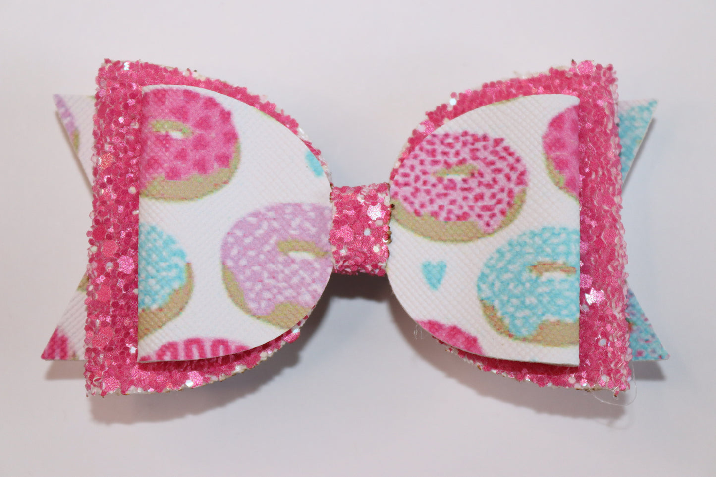 Pink Donut Faux Leather Hair Bow