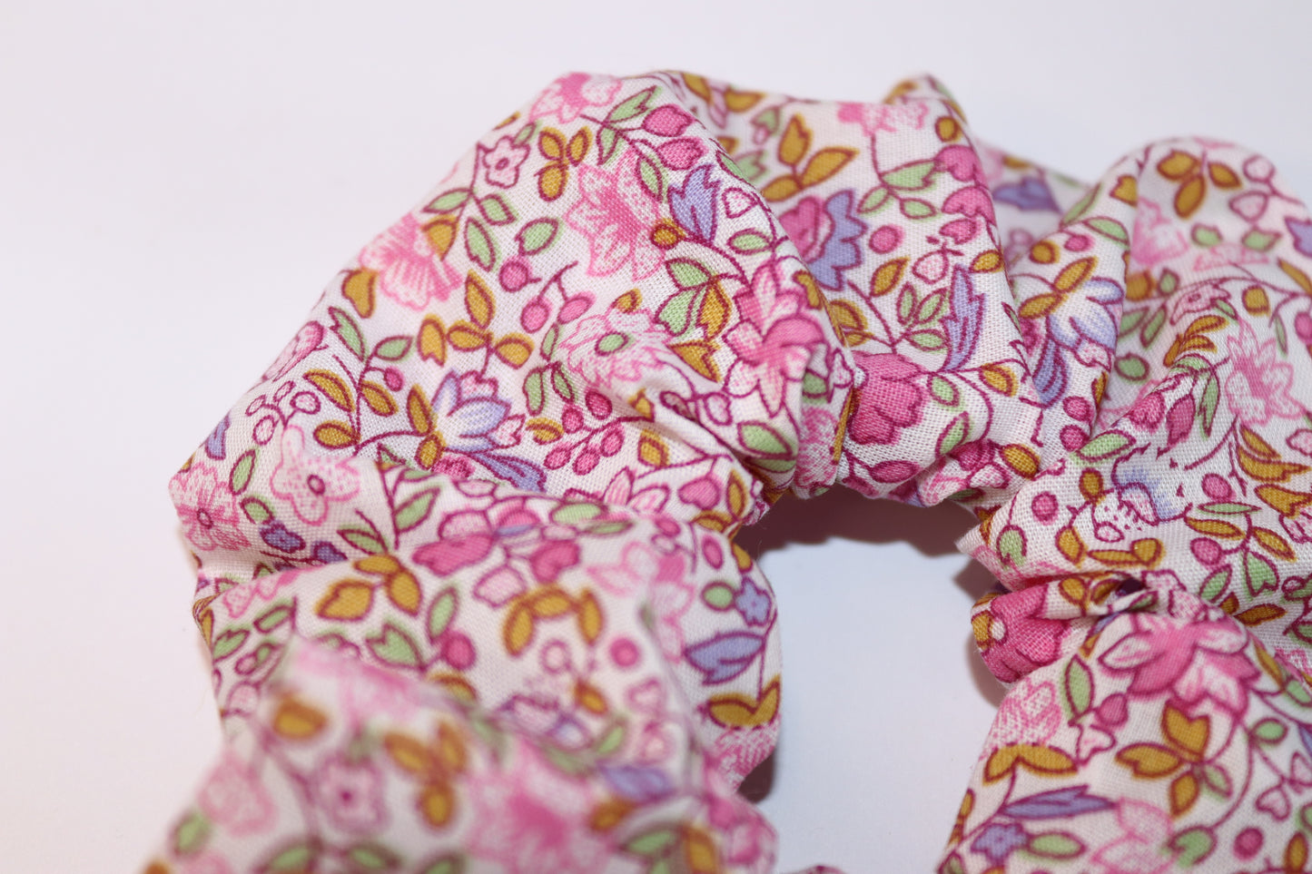 Pink Floral Hair Scrunchie