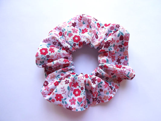 Pink And Red Flower Hair Scrunchie