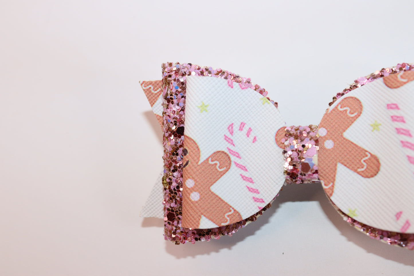 Pink Gingerbread And Candy Cane Hair Bow