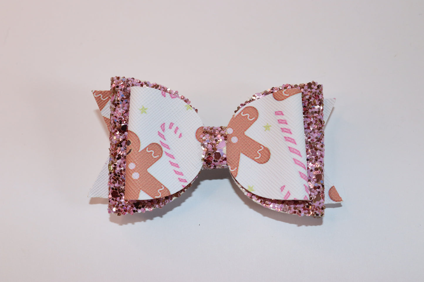 Pink Gingerbread And Candy Cane Hair Bow