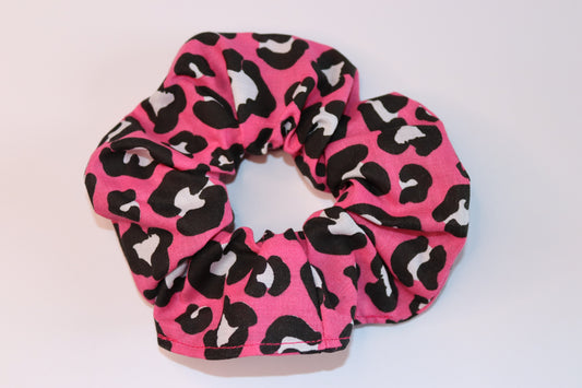 Pink Leopard Print Hair Scrunchie