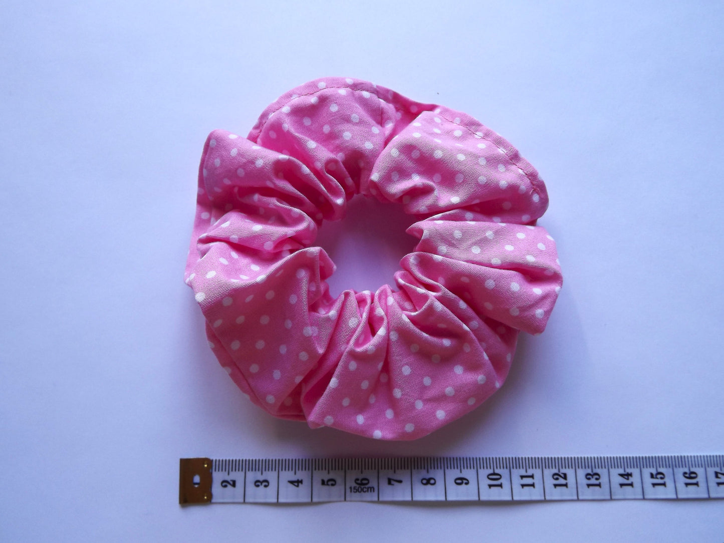 Pink And White Polka Dot Hair Scrunchie