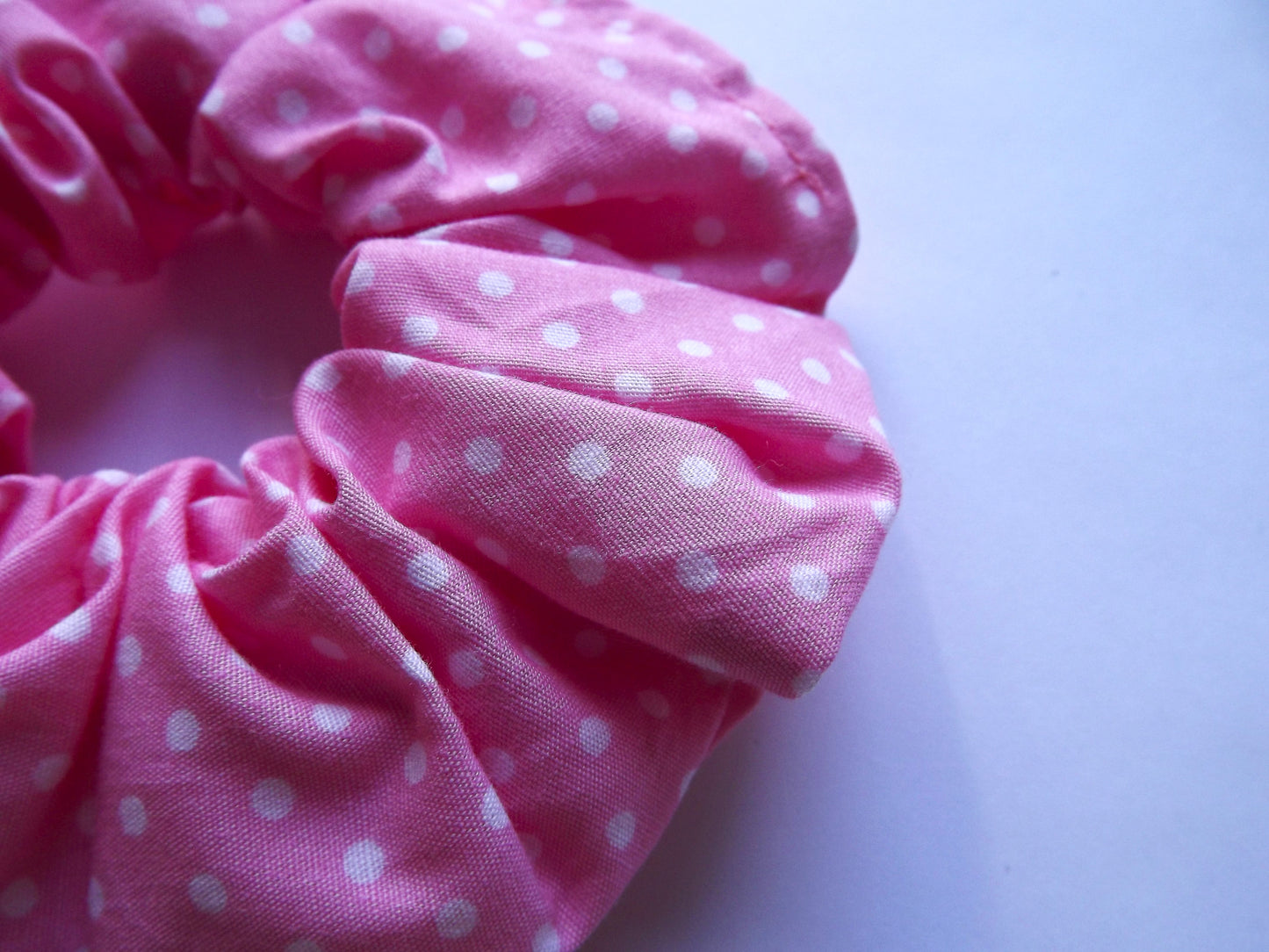 Pink And White Polka Dot Hair Scrunchie